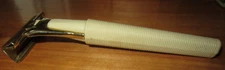 Vintage Schick Razor Made in USA Gold Tone White Handle