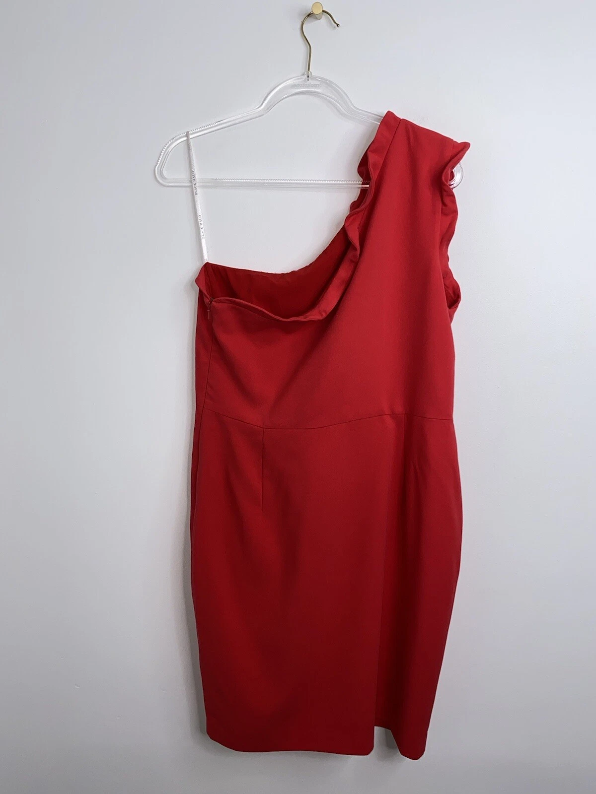 Abito donna Pravella nero Halo tg 16 monospalla rosso chiaro nuovo con etichetta San Valentino