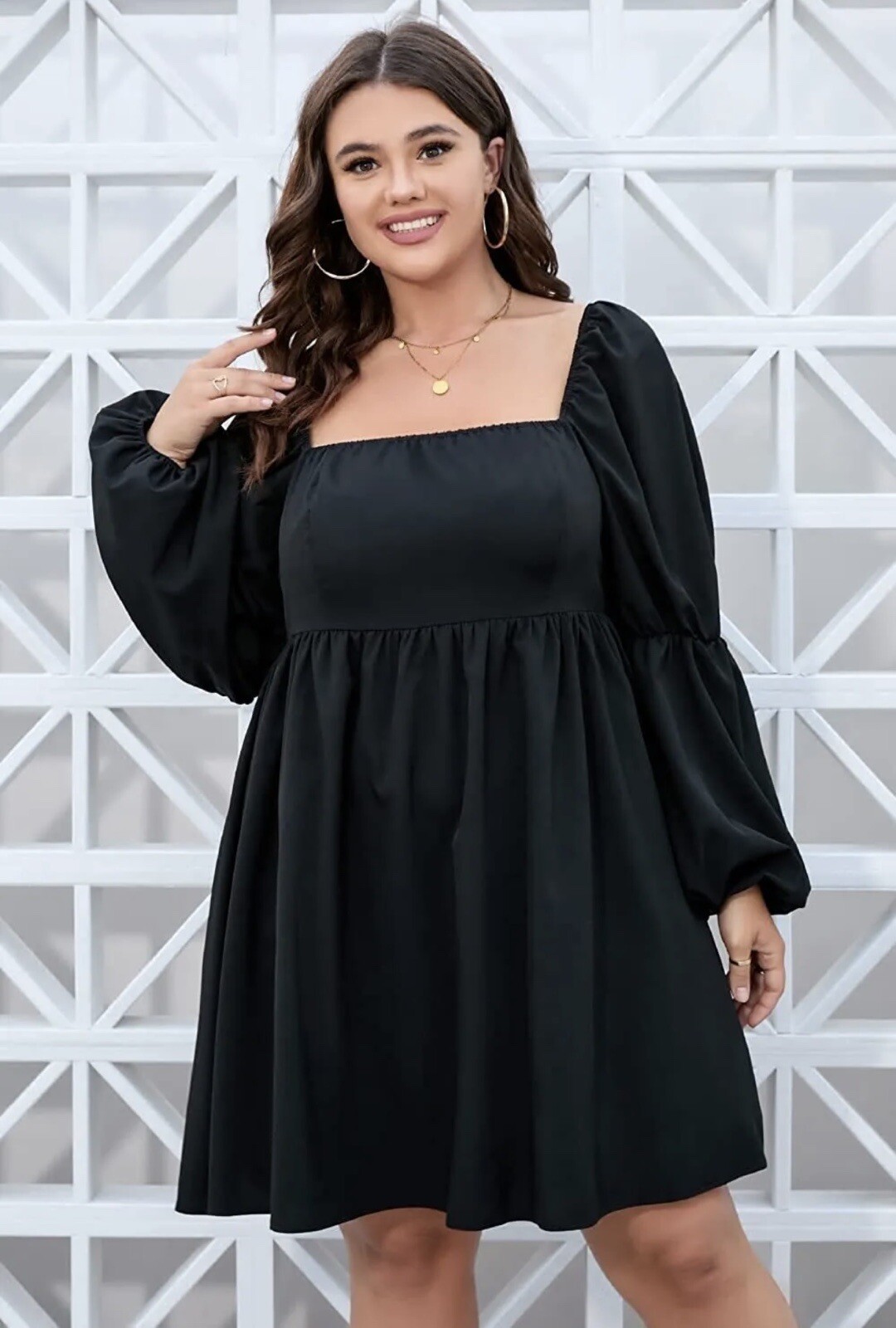 Exlura Women’s Dress Size XL Black Square Neck Puff Sleeve Gothic Witchy NWT