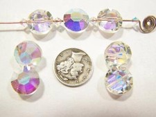 Crystal AB 12mm Rare Vintage Swarovski Art 5100 Crystal Lentil Beads