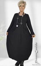 PoCo LAGENLOOK Kleid  Bags 44 46 48 50 52 54 56 58 L-XL-XXL-XXXL schwarz