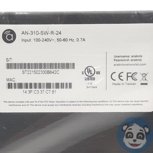 ARAKNIS NETWORKS AN-310-SW-R-24 Switch 24 porte - "NUOVO OB" - Foto 4 di 5