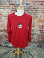 Majestic Therm Base Men Red St Louis Cardinals MLB Pullover Sweatshirt Pockets L