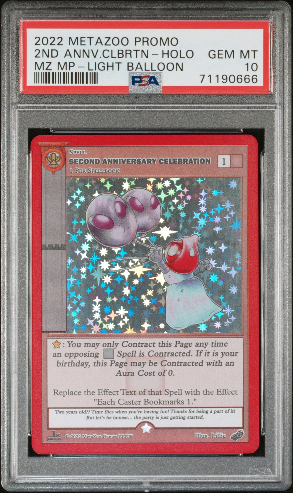 2022 METAZOO PROMO SECOND ANNIVERSARY CELEBRATION-HOLO PSA 10