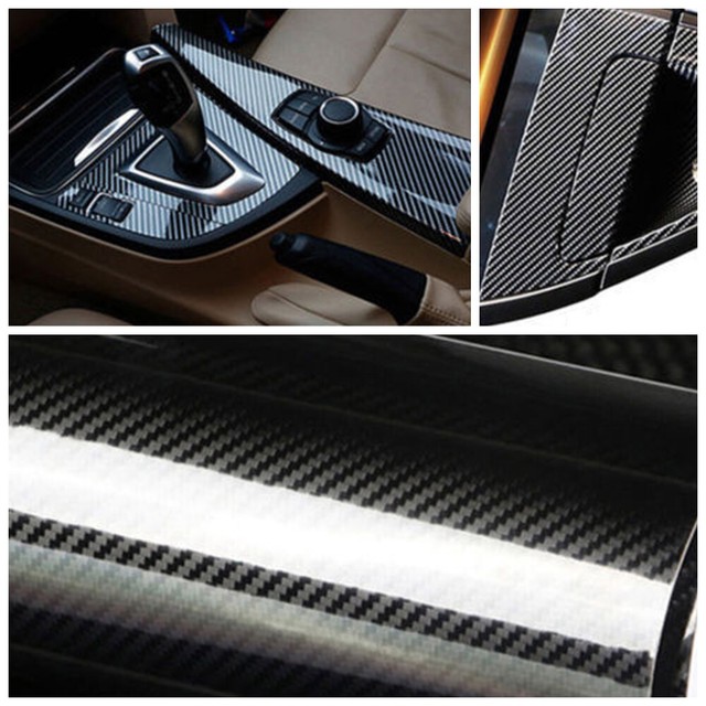 7D Ultra High Gloss Glossy Carbon Fiber Vinyl Wrap Sticker Decal 90*30