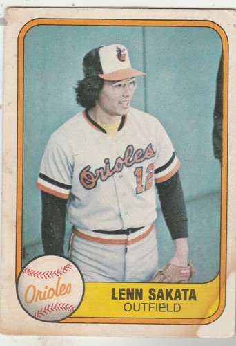 FREE SHIPPING-GOOD TO FAIR-1981 Fleer #194 Lenn Sakata Orioles PLUS BONUS CARDS