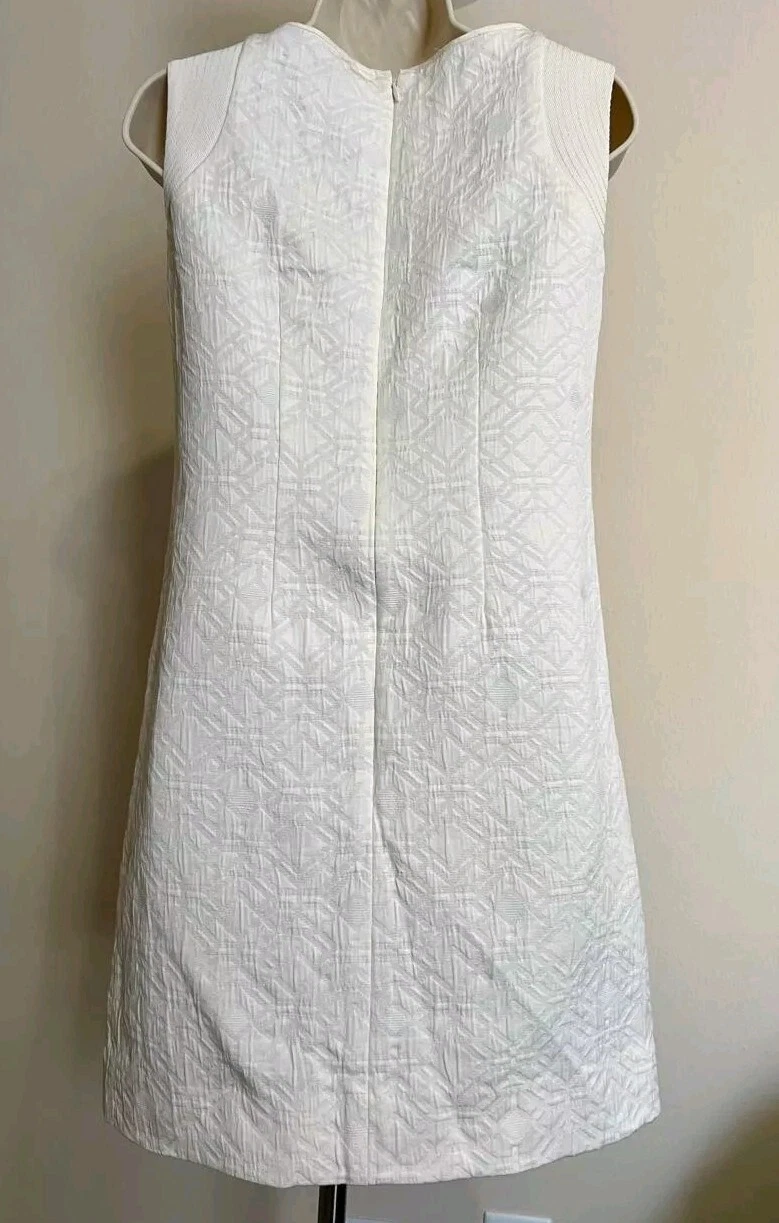 OFF WHITE Nuovo J. Abito Crew Jacquard bianco sporco crema XXS tasca con cerniera