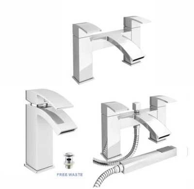 ZL-PLUMBUK Waterfall Bathroom Taps Chrome Basin Mixer Bath Filler Shower Deck Tap Sets
