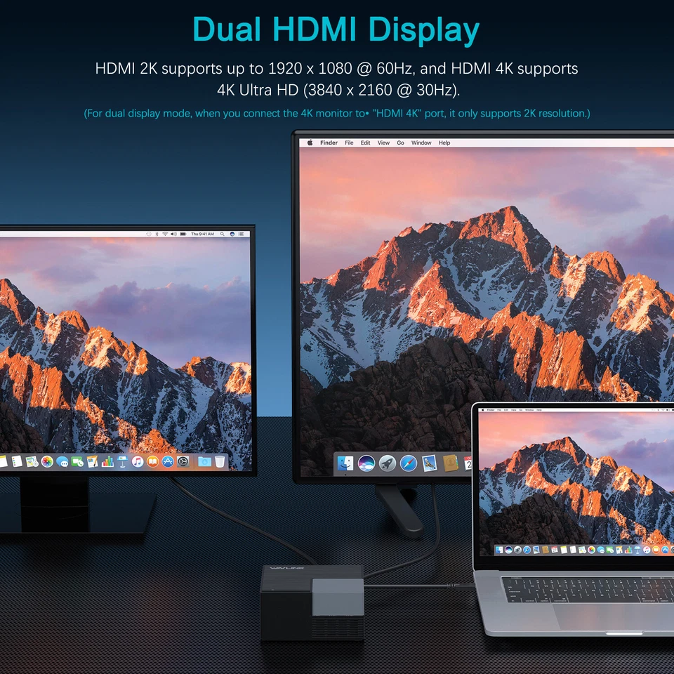 USB-C Docking Station Dual Monitor 100W PD for Windows/Mac/Thunderbolt 3/4/USB4 - Bild 4 von 4