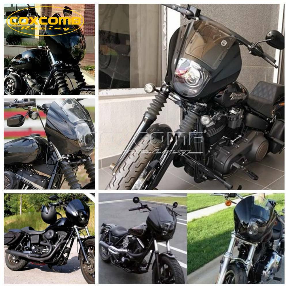 Harley 49mmフォーク バイザー クラブスタイル ダイナ スポーツスター Quarter Front Fairing w/49mm Mount Clamp For Harley Dyna Super