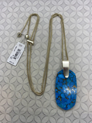 Kendra Scott Inez Necklace Gold tone Bronze Veined Turquoise Magnesite