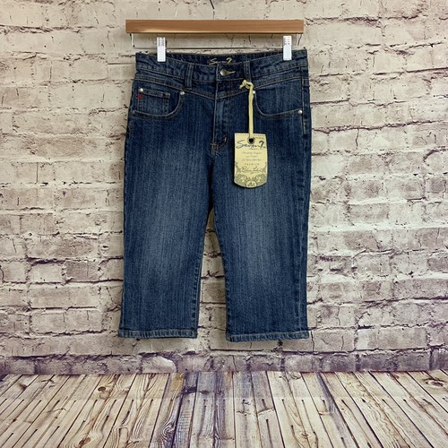 Seven7 Denim Capris Girls Size 16 Embroidered Stud Medium Wash High Rise