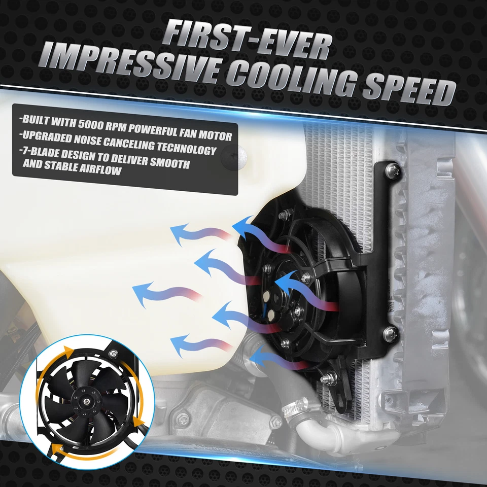 Kit de ventilador de refrigeración de radiador de 4" 12V para Husqvarna 150 250 350 450 501 TE FE 2024-25 Foto 3 de 4