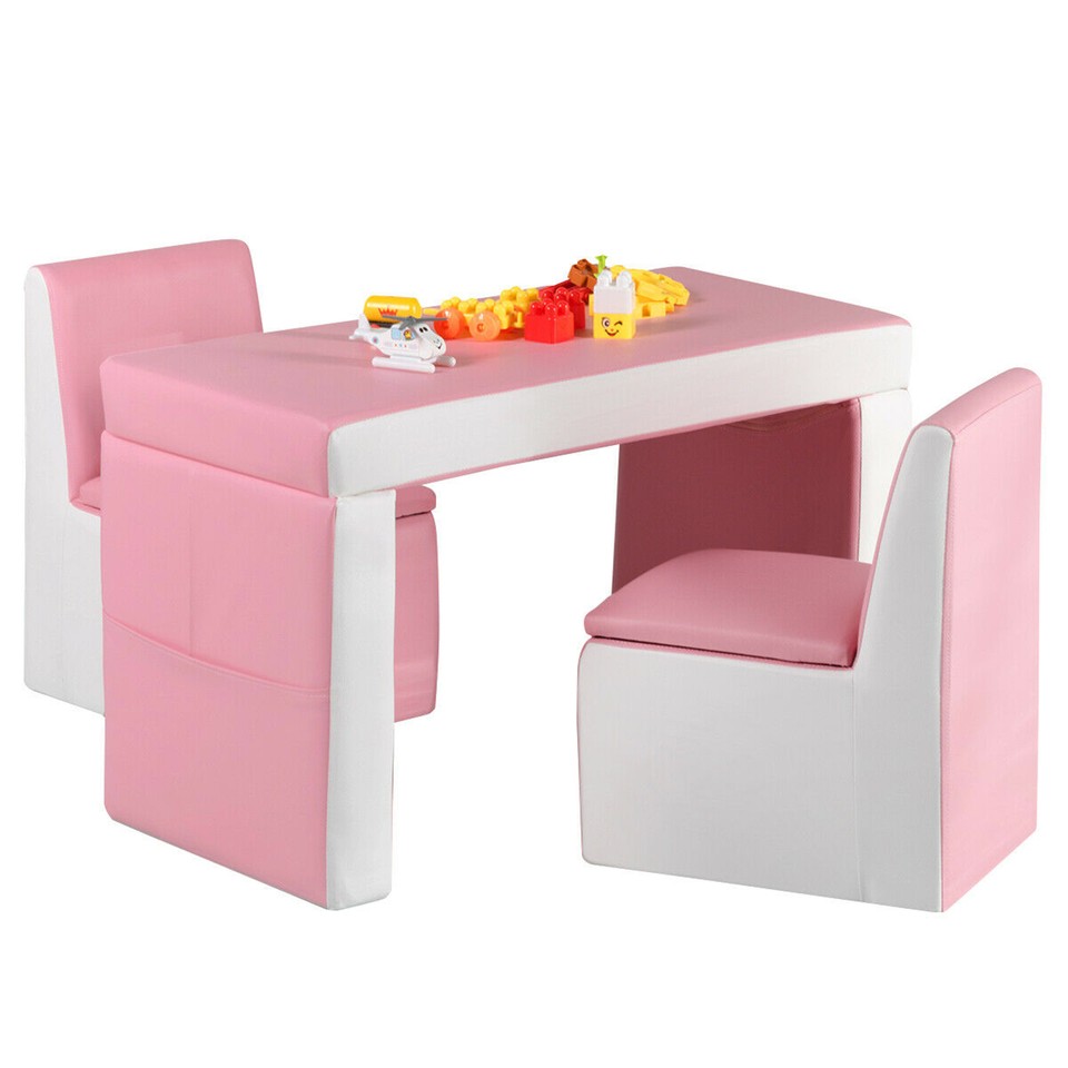 Multi-functional Kids Sofa Table Chair Set 2 Seat Couch Furniture W ...