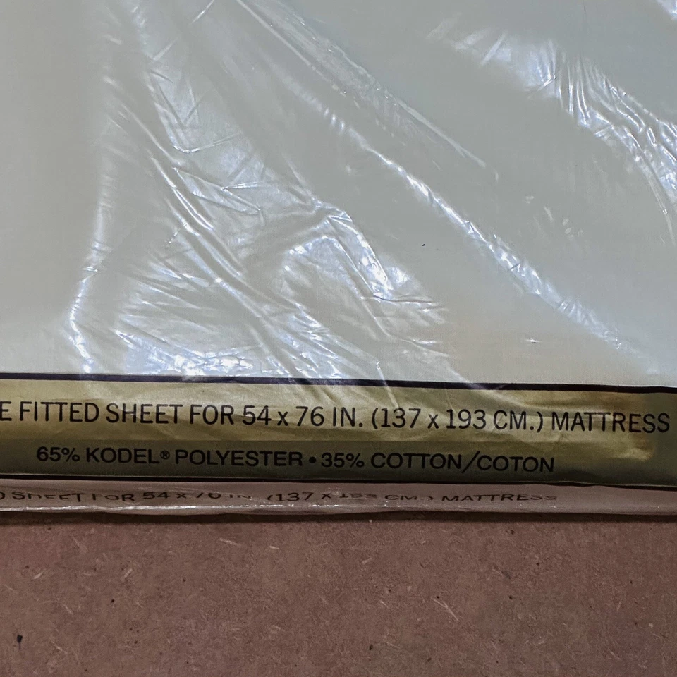 Conjunto de lençóis vintage marfim Springmaid Wondercale sem ferro percal duplo plano/encaixado novo na embalagem - Imagem 3 de 4