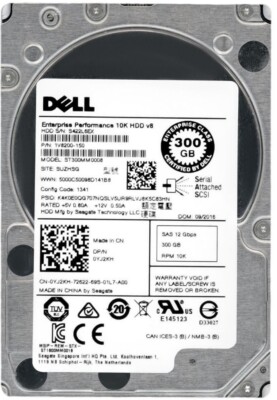 FESTPLATTE DELL 0YJ2KH 0YJ2KH 300GB 10000U/min 128MB SAS-3 ST300MM0008 2.5'' Zoll