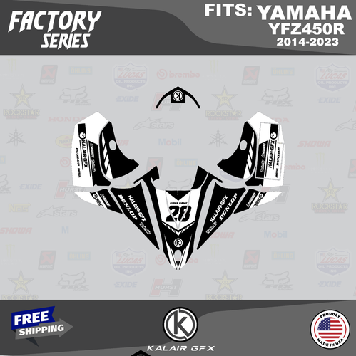 Graphics Kit for Yamaha YFZ450R (2014-2023) YFZ-450R Factory - White 16mil - Imagen 4 de 6