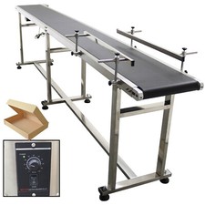 Conveyor 118''x15.7'' PVC Belt with Double Guardrails Stainless Steel Body 110V