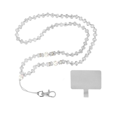 Universelle verstellbare Perlen Handykette für Hüllen und Etuis, 74cm – Weiß - Zdjęcie 2 z 6