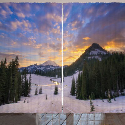 Mount Rainier Rustikale Gardine Schnee bedeckt Natur