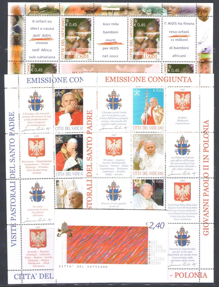 2004 Vatican, Vintage 33 Values + 3 Sheets + 1 Booklet + Automatic - MNH** - Image 2 of 2