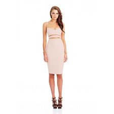 Nookie Bridget Midi Dress Blush Pink Size M Cutout Bodycon Sweetheart