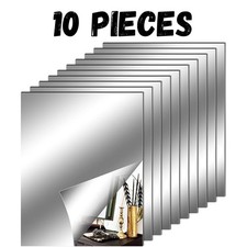 10 Pack Flexible Mirror Sheets Decorative Self Adhesive Mirror Tiles, 8x10 Inch