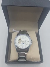 Orient Skeleton Automatic Open Heart Men's Watch Stainless Steel 24 Hour Subdial