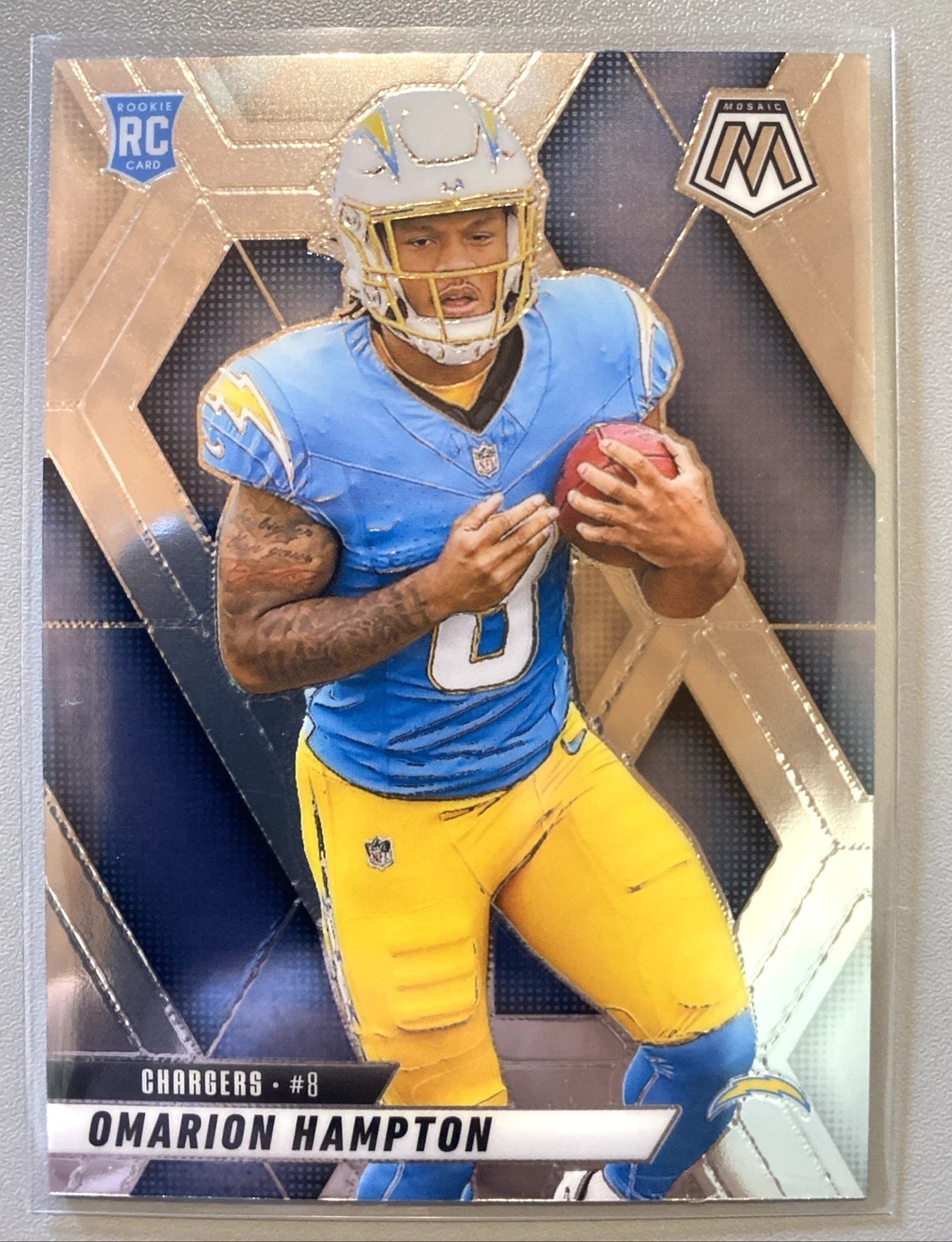 2025 Panini Mosaic Omarion Hampton Silver Holo #335 Los Angeles Chargers (RC)