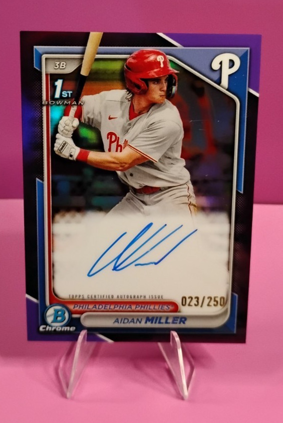 2024 Bowman #CPA-AMI Aidan Miller 1st Chrome Purple Refractor Auto /250 Phillies