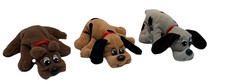 3 Vintage Pound Puppies 1980s Tonka Stuffed Animals 7 Inch Dark Brown Brown Grey
