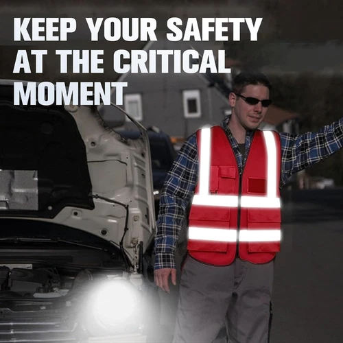 Safety Vests 20 Pack,Hi Vis Construction Vest with 5 Pockets image 6