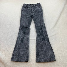 Forever 21 Corduroy Pants Womens Small Gray Acid Wash Distressed Flare Leg 7307