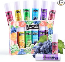 Fruit flavor lip balm,6 pack Natural Soft chapstick All-Day Moisturizer with Vit