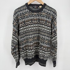 Vintage Italian Sweater Co Sweater Mens Sz M Grandpa Wool Blend Geometric Italy