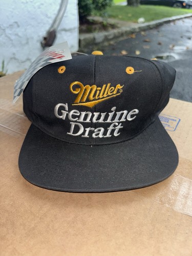 Vintage Miller Genuine Draft Racing Team Rusty Wallace Snapback Hat DS Black Cap