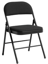 METAL FOLDING CHAIR BLACK FABRIC FOLDABLE PADDED SEAT FOR HOME OFFICE CHAIRS NEW