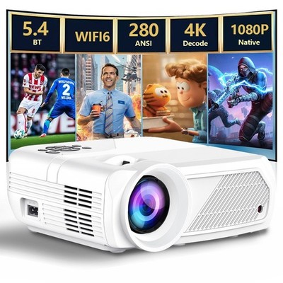 4K Projector 50000LMS 1080P FHD 5G WiFi Bluetooth 5.4 Video Home Theater HDMI