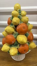 Italian Lemon/Orange Topiary Basket Centerpiece Vintage 17” Tall Please Read!