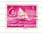 Singapore Queen Elizabeth II Postage STAMP 5 Cents SA-26 — photo 5