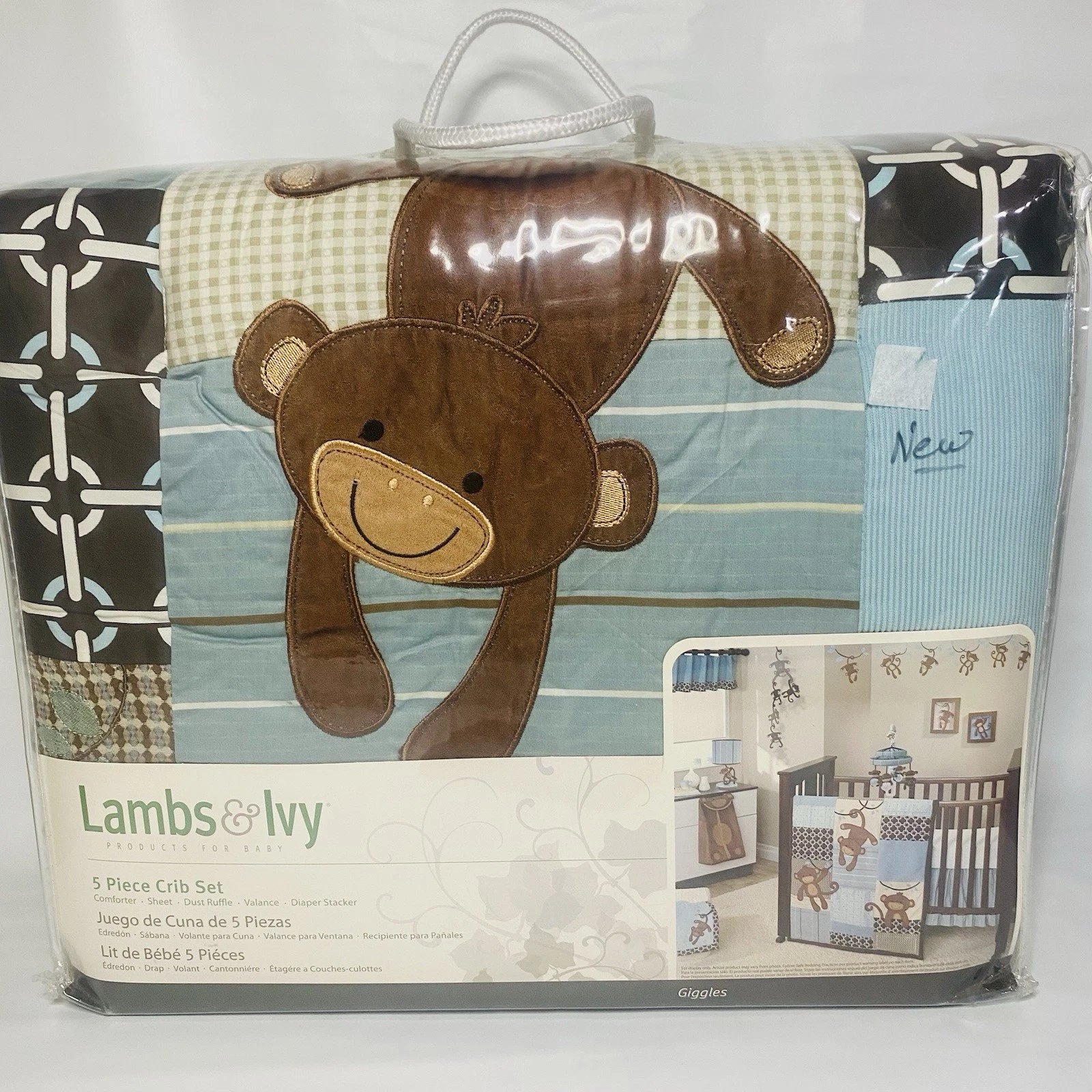 Lambs & Ivy RETIRED RARE Giggles Monkey Nursery Baby 5 Piece Crib Bedding Set
Opens in a new window 