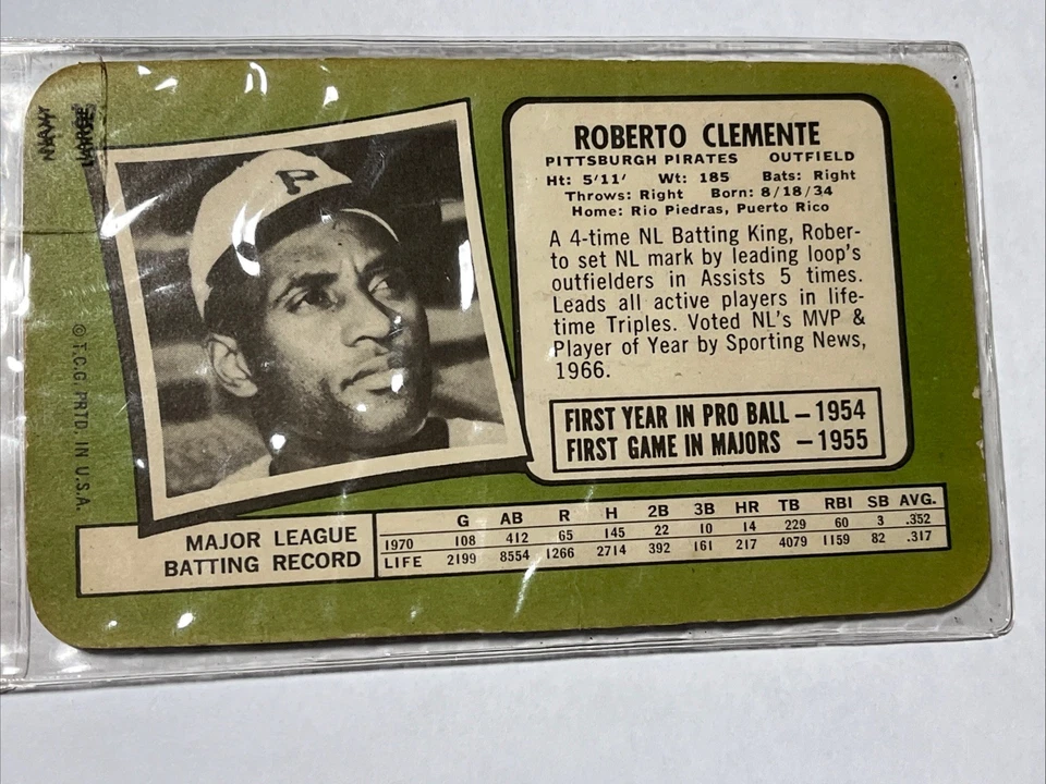 1971 Topps Super Set-Break # 37 Roberto Clemente G D - Image 2 of 4