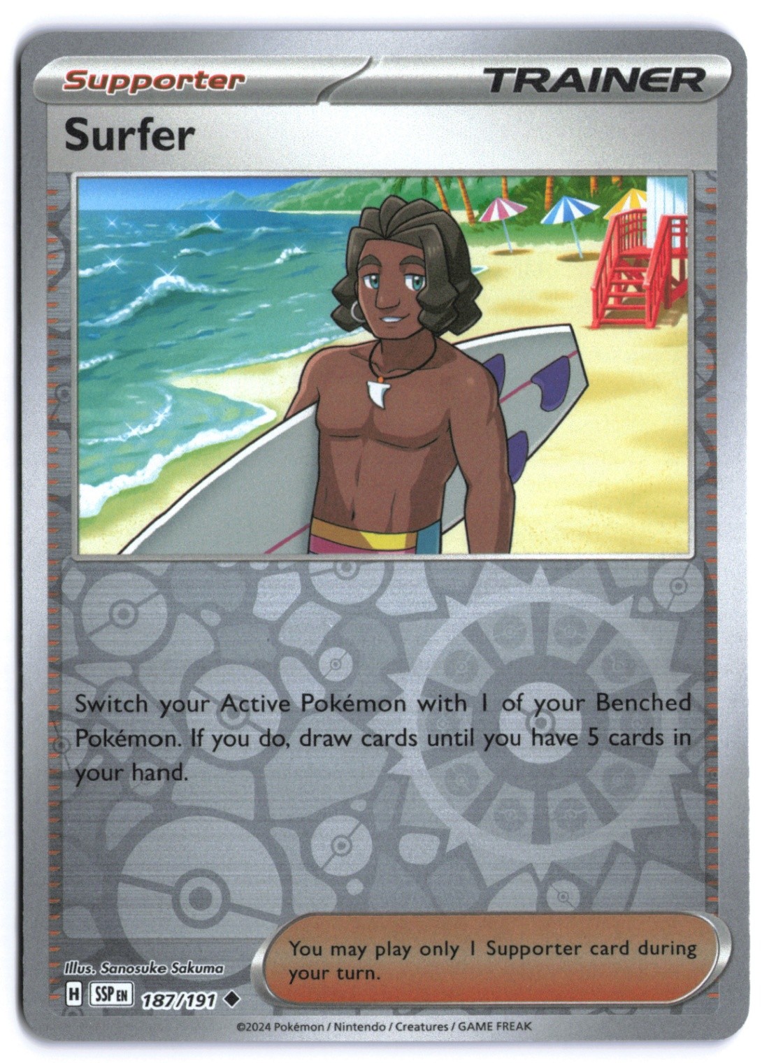 Surfer - 187/191 - SV08: Surging Sparks NM Pokemon TCG
