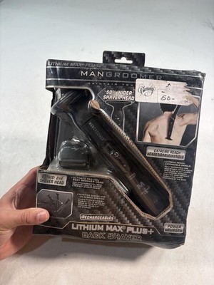 Mangroomer Lithium Max Plus+ Mens Back Shaver Black Rechargeable NEW BAD BOX
