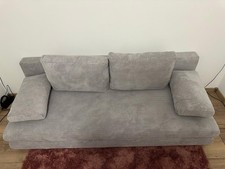 Schlafsofa 3-Sitzer Neu mit Bettkasten Und Kissen  Grau