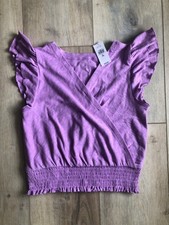Gap Kids Girls Purple Flutter Sleeve Top size XL 12 NWT