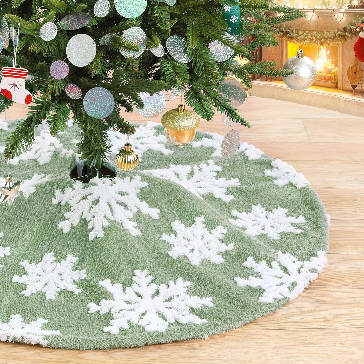 Chrisrmas Tree Skirt 36 Inches Faux Fur Skirts Green 36 Inches,