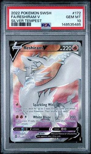 PSA 10 Reshiram V Full Art #172/195 Pokemon Silver Tempest