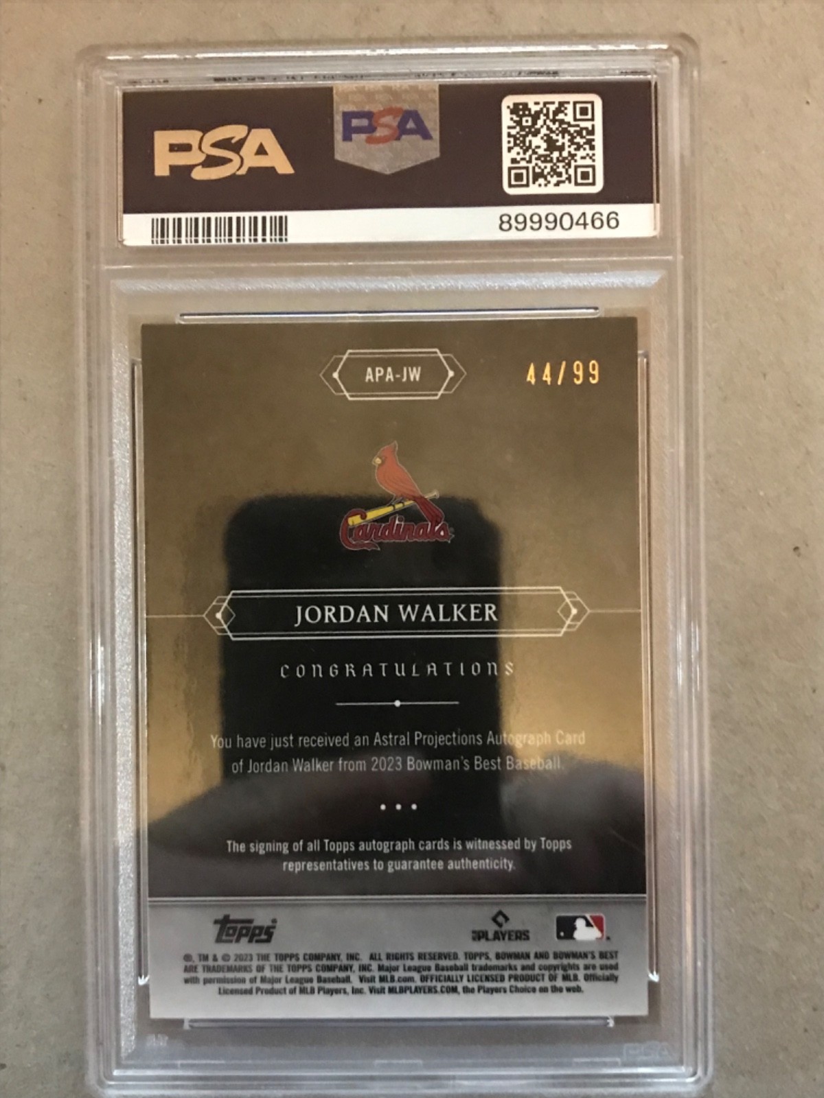 PSA Graded MINT 9 2023 Bowman's Best Jordan Walker Astral Projections Auto Card view 7