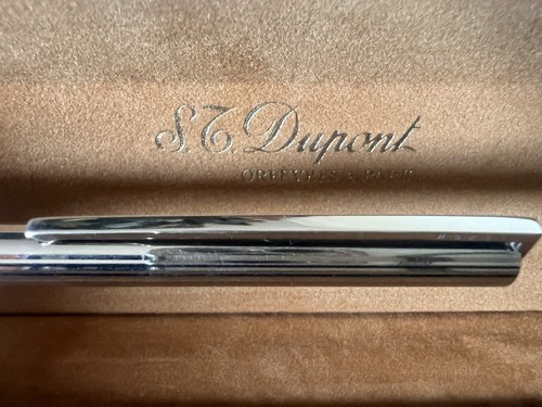 Dupont Stylo-Plume Sphère Plaqué Argent Élégance Français Avec Trousse
